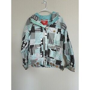 VTG 90s foursquare snowboard jacket Winter Blue Aqua Black Skiing Size Small